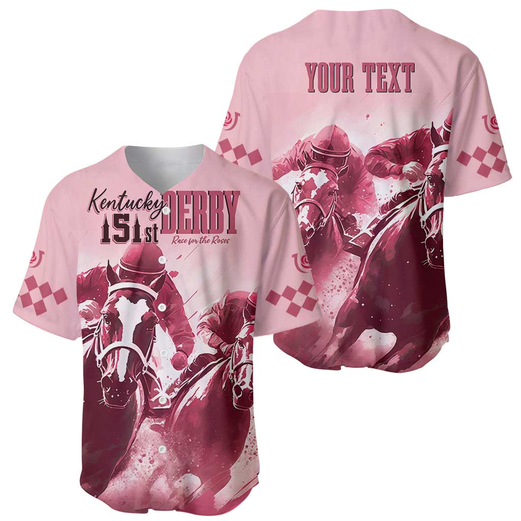 Kentucky Horse Racing 151st Personalized Baseball Jersey Derby Watercolor Style - Pink LT7