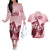 Kentucky Horse Racing 151st Personalized Couples Matching Off The Shoulder Long Sleeve Dress and Hawaiian Shirt Derby Watercolor Style - Pink LT7