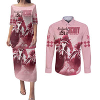 Kentucky Horse Racing 151st Personalized Couples Matching Puletasi and Long Sleeve Button Shirt Derby Watercolor Style - Pink LT7