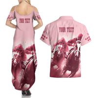 Kentucky Horse Racing 151st Personalized Couples Matching Summer Maxi Dress and Hawaiian Shirt Derby Watercolor Style - Pink LT7