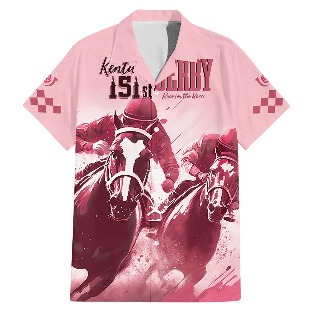 Kentucky Horse Racing 151st Personalized Family Matching Mermaid Dress and Hawaiian Shirt Derby Watercolor Style - Pink LT7