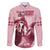 Kentucky Horse Racing 151st Personalized Family Matching Off Shoulder Long Sleeve Dress and Hawaiian Shirt Derby Watercolor Style - Pink LT7