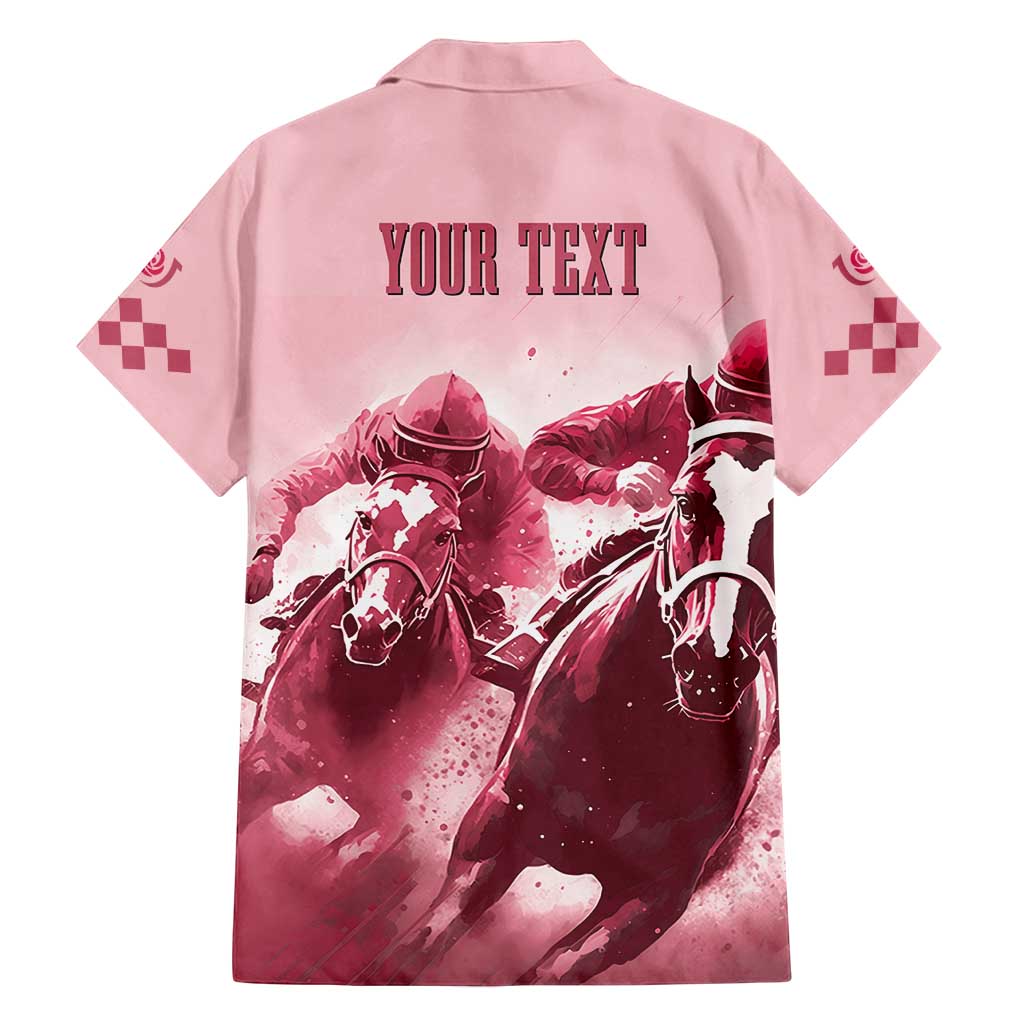 Kentucky Horse Racing 151st Personalized Family Matching Off Shoulder Maxi Dress and Hawaiian Shirt Derby Watercolor Style - Pink LT7