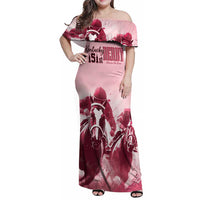 Kentucky Horse Racing 151st Personalized Family Matching Off Shoulder Maxi Dress and Hawaiian Shirt Derby Watercolor Style - Pink LT7