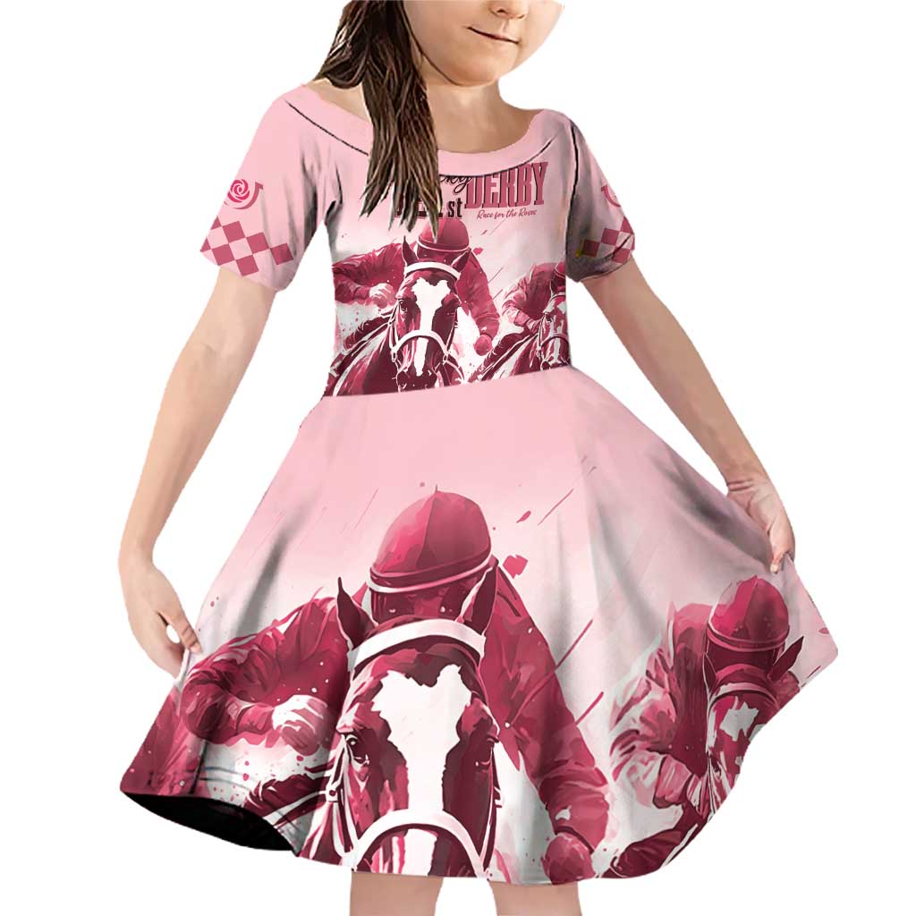 Kentucky Horse Racing 151st Personalized Family Matching Off Shoulder Short Dress and Hawaiian Shirt Derby Watercolor Style - Pink LT7