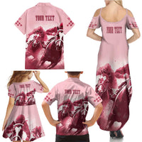Kentucky Horse Racing 151st Personalized Family Matching Summer Maxi Dress and Hawaiian Shirt Derby Watercolor Style - Pink LT7