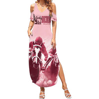 Kentucky Horse Racing 151st Personalized Family Matching Summer Maxi Dress and Hawaiian Shirt Derby Watercolor Style - Pink LT7