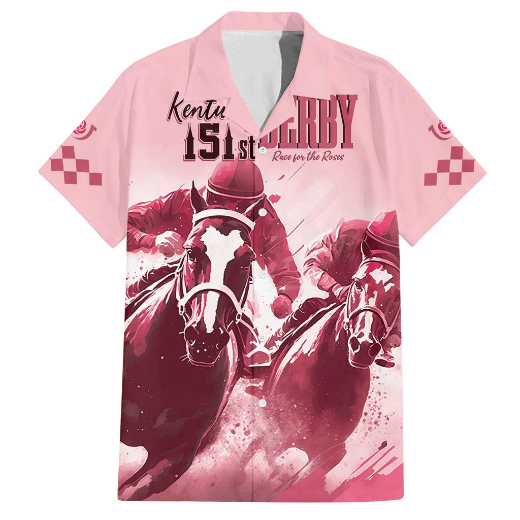 Kentucky Horse Racing 151st Personalized Family Matching Tank Maxi Dress and Hawaiian Shirt Derby Watercolor Style - Pink LT7
