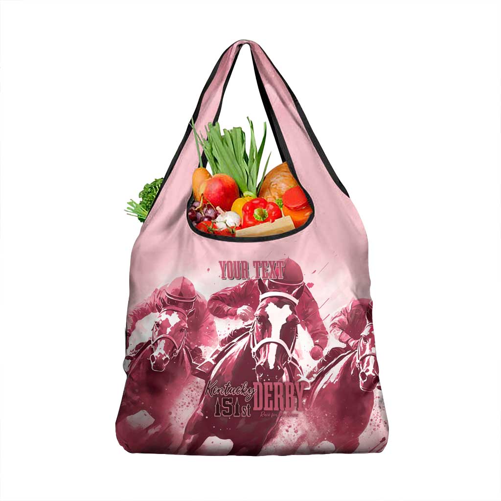 Kentucky Horse Racing 151st Personalized Grocery Bag Derby Watercolor Style - Pink LT7