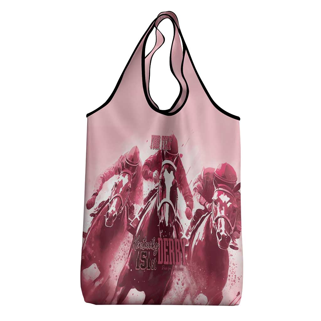 Kentucky Horse Racing 151st Personalized Grocery Bag Derby Watercolor Style - Pink LT7