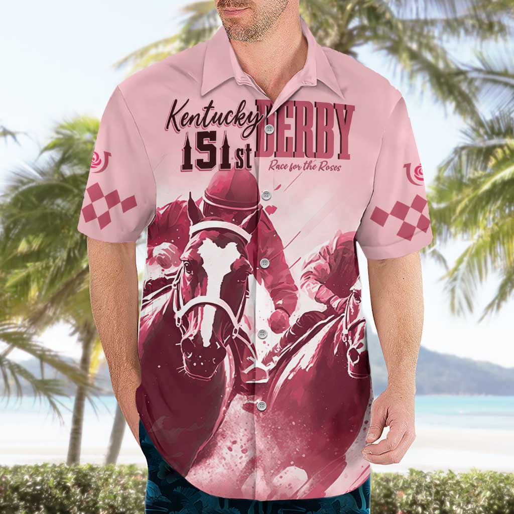 Kentucky Horse Racing 151st Personalized Hawaiian Shirt Derby Watercolor Style - Pink LT7