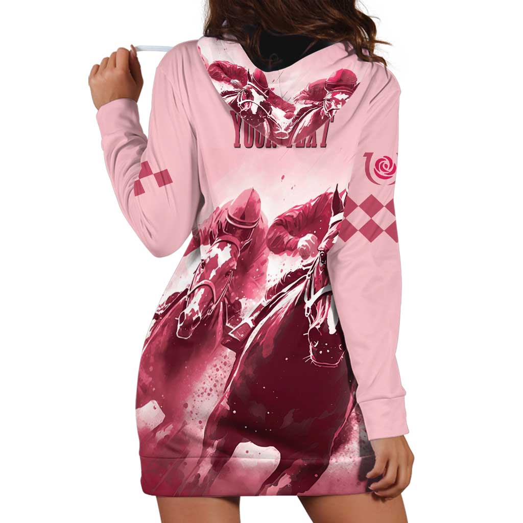 Kentucky Horse Racing 151st Personalized Hoodie Dress Derby Watercolor Style - Pink LT7