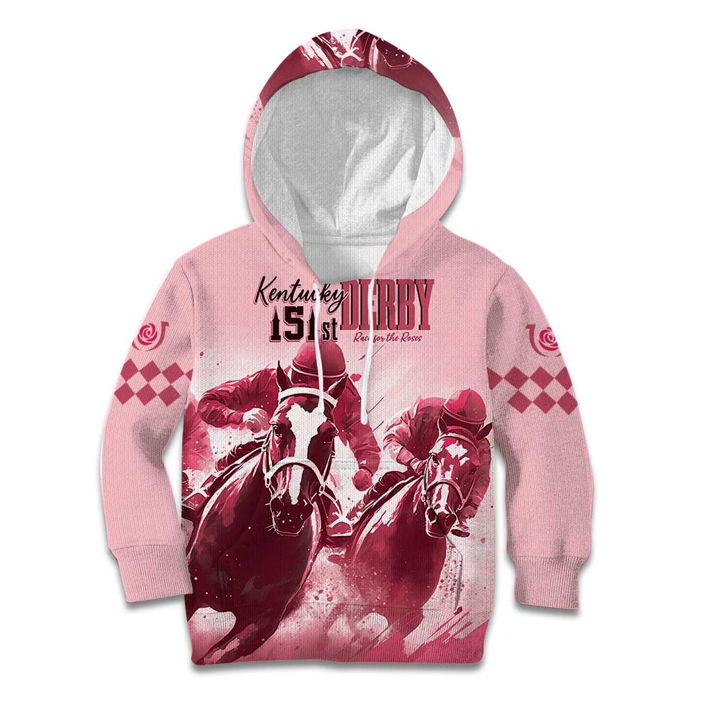 Kentucky Horse Racing 151st Personalized Kid Hoodie Derby Watercolor Style - Pink LT7