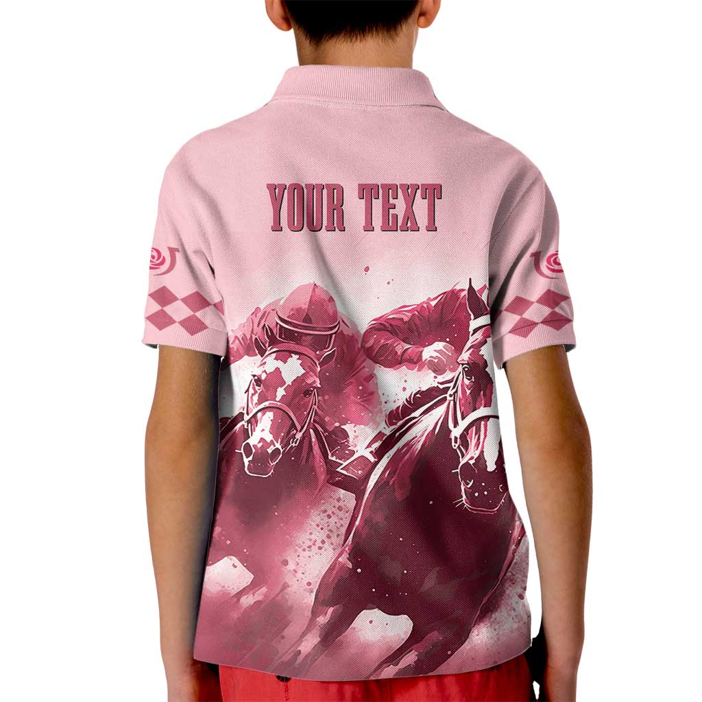 Kentucky Horse Racing 151st Personalized Kid Polo Shirt Derby Watercolor Style - Pink LT7