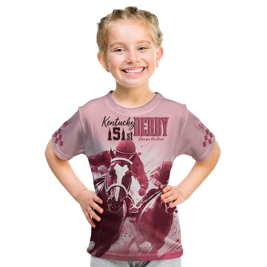 Kentucky Horse Racing 151st Personalized Kid T Shirt Derby Watercolor Style - Pink LT7