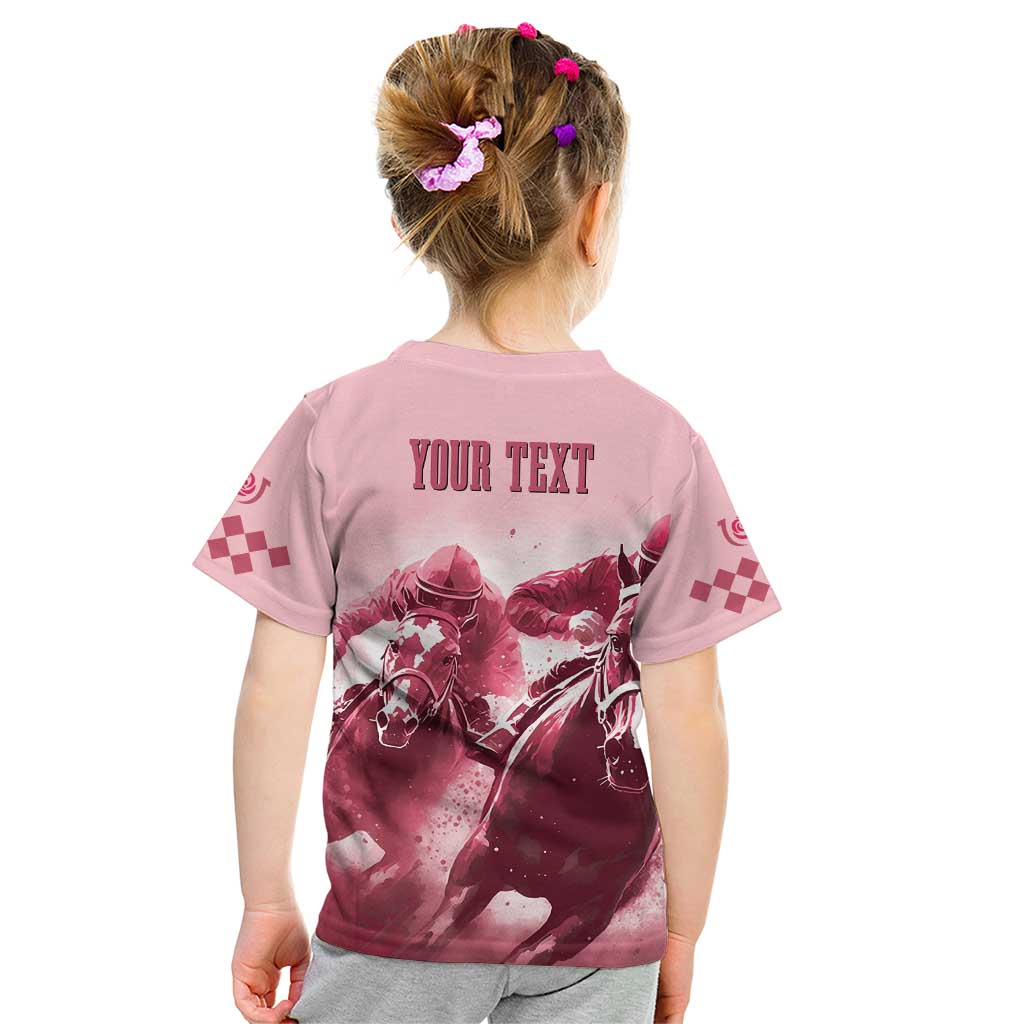 Kentucky Horse Racing 151st Personalized Kid T Shirt Derby Watercolor Style - Pink LT7