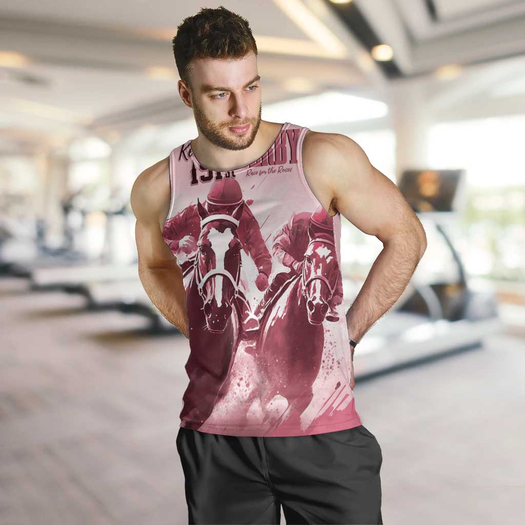 Kentucky Horse Racing 151st Personalized Men Tank Top Derby Watercolor Style - Pink LT7