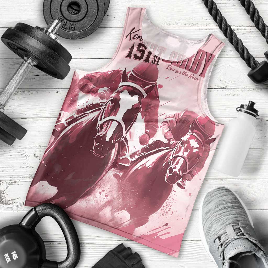 Kentucky Horse Racing 151st Personalized Men Tank Top Derby Watercolor Style - Pink LT7
