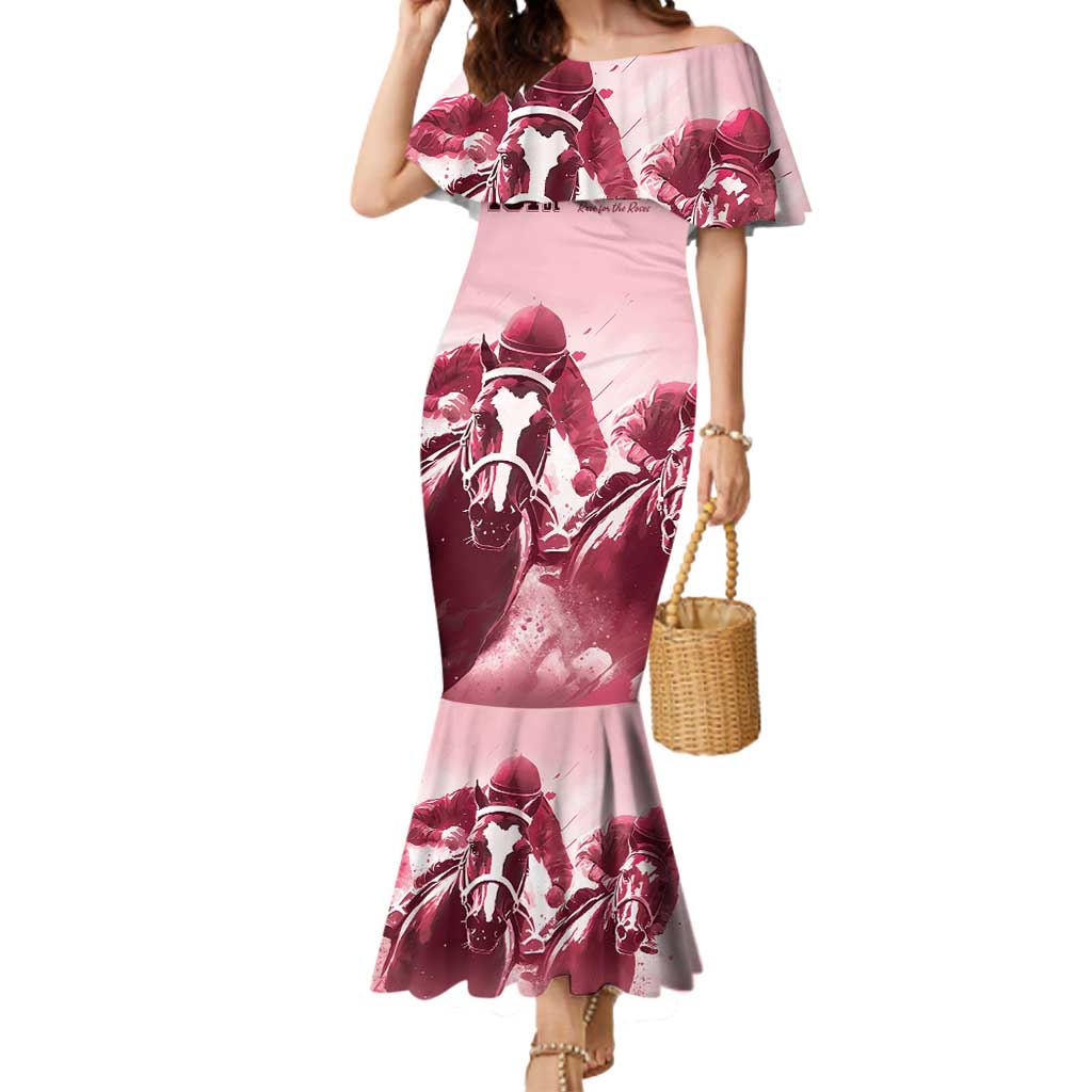 Kentucky Horse Racing 151st Personalized Mermaid Dress Derby Watercolor Style - Pink LT7