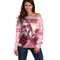 Kentucky Horse Racing 151st Personalized Off Shoulder Sweater Derby Watercolor Style - Pink LT7