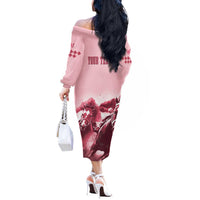 Kentucky Horse Racing 151st Personalized Off The Shoulder Long Sleeve Dress Derby Watercolor Style - Pink LT7