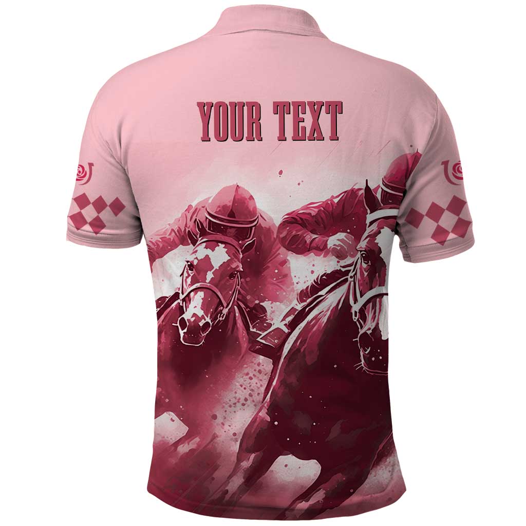 Kentucky Horse Racing 151st Personalized Polo Shirt Derby Watercolor Style - Pink LT7