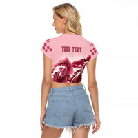 Kentucky Horse Racing 151st Personalized Raglan Cropped T Shirt Derby Watercolor Style - Pink LT7