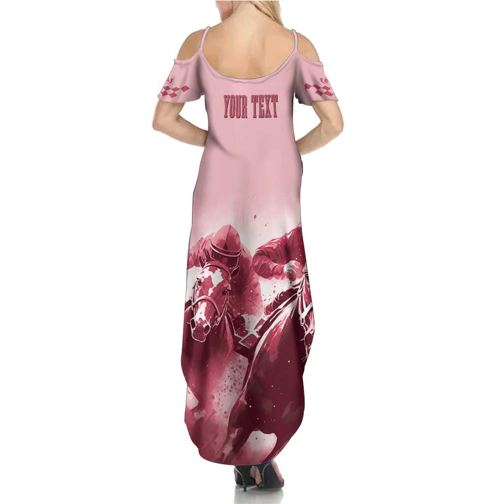 Kentucky Horse Racing 151st Personalized Summer Maxi Dress Derby Watercolor Style - Pink LT7