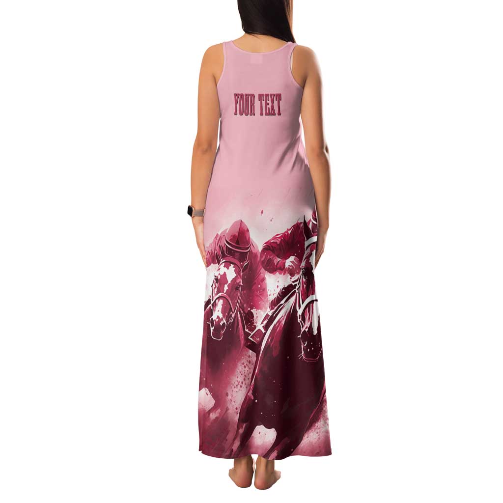 Kentucky Horse Racing 151st Personalized Tank Maxi Dress Derby Watercolor Style - Pink LT7