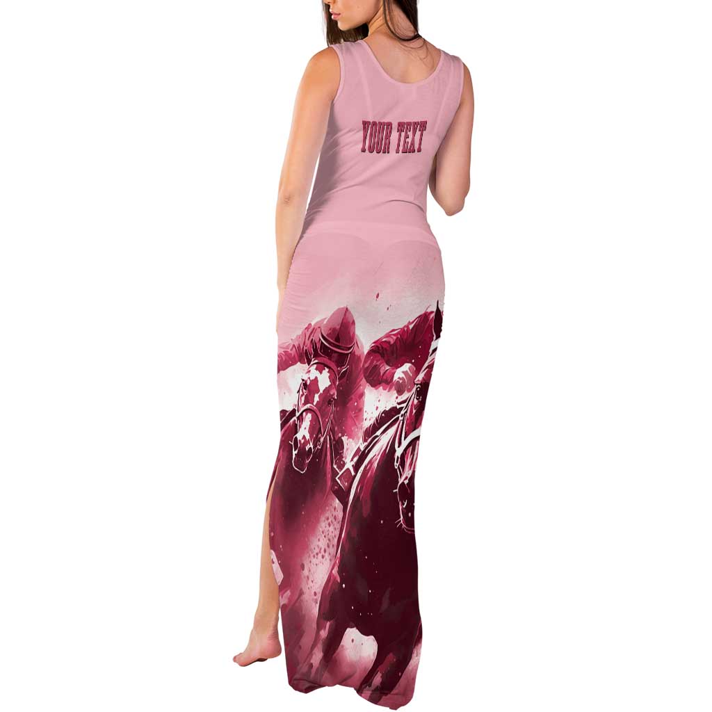 Kentucky Horse Racing 151st Personalized Tank Maxi Dress Derby Watercolor Style - Pink LT7