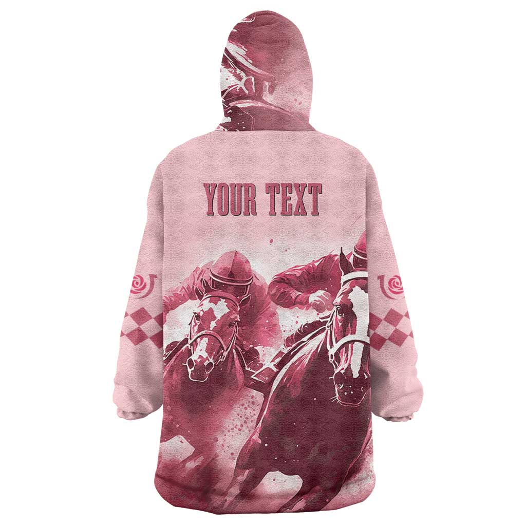 Kentucky Horse Racing 151st Personalized Wearable Blanket Hoodie Derby Watercolor Style - Pink LT7