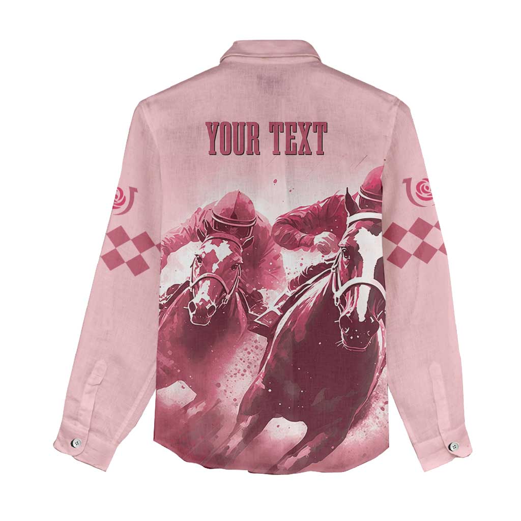 Kentucky Horse Racing 151st Personalized Women Casual Shirt Derby Watercolor Style - Pink LT7