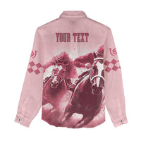 Kentucky Horse Racing 151st Personalized Women Casual Shirt Derby Watercolor Style - Pink LT7