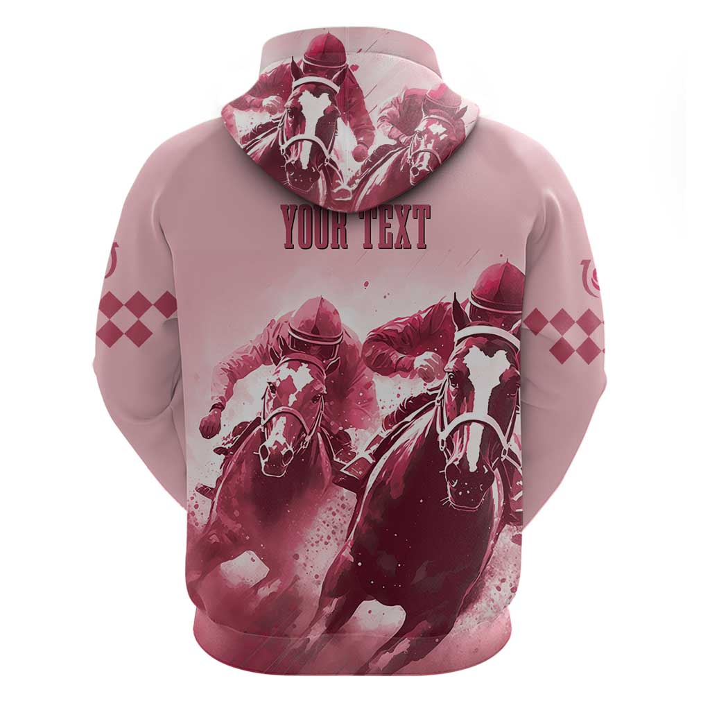 Kentucky Horse Racing 151st Personalized Zip Hoodie Derby Watercolor Style - Pink LT7