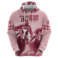 Kentucky Horse Racing 151st Personalized Zip Hoodie Derby Watercolor Style - Pink LT7