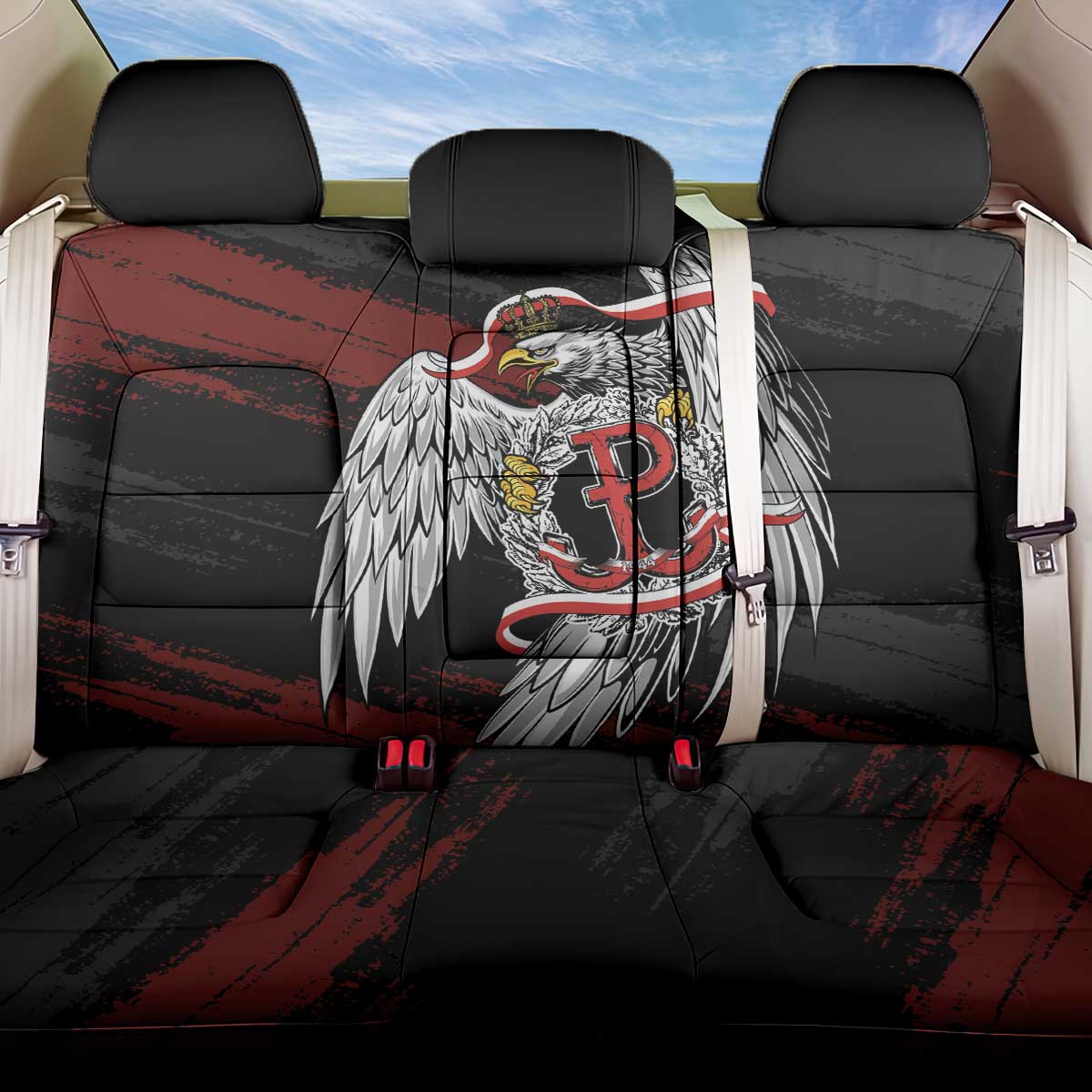 Polska Walczaca Crowned Eagle Back Car Seat Cover Fighting Poland
