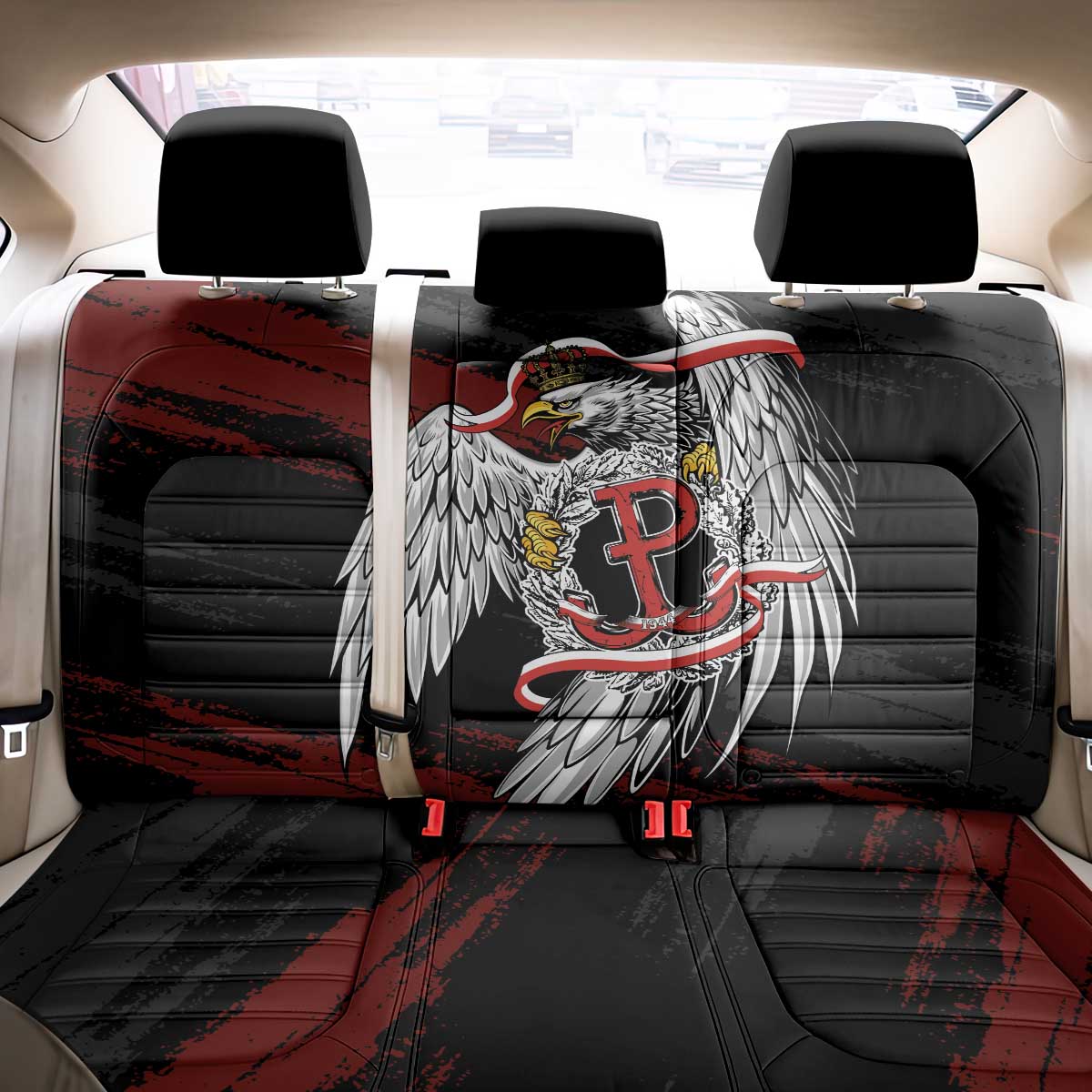 Polska Walczaca Crowned Eagle Back Car Seat Cover Fighting Poland