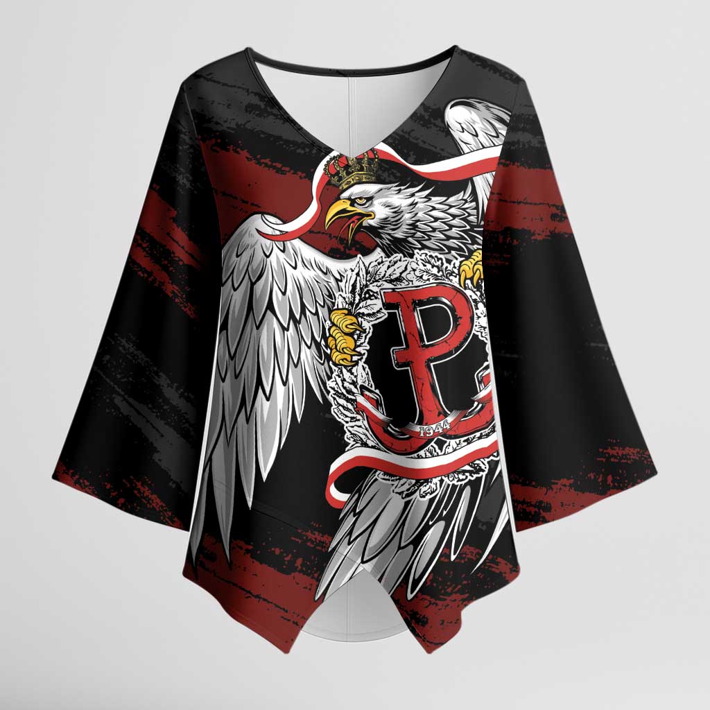 Polska Walczaca Crowned Eagle Kimono Sleeve Blouse Fighting Poland