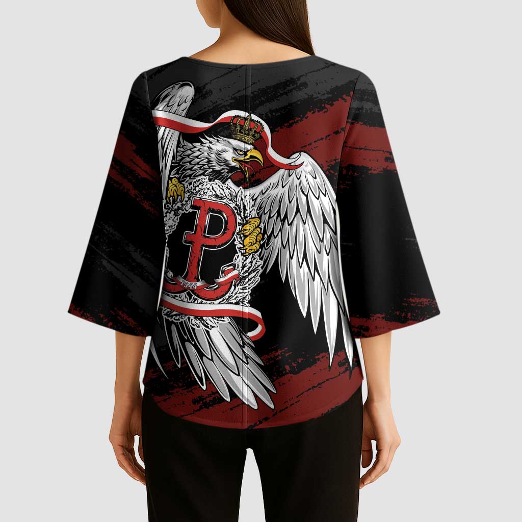 Polska Walczaca Crowned Eagle Kimono Sleeve Blouse Fighting Poland