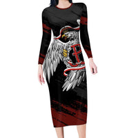 Polska Walczaca Crowned Eagle Long Sleeve Bodycon Dress Fighting Poland