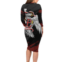 Polska Walczaca Crowned Eagle Long Sleeve Bodycon Dress Fighting Poland