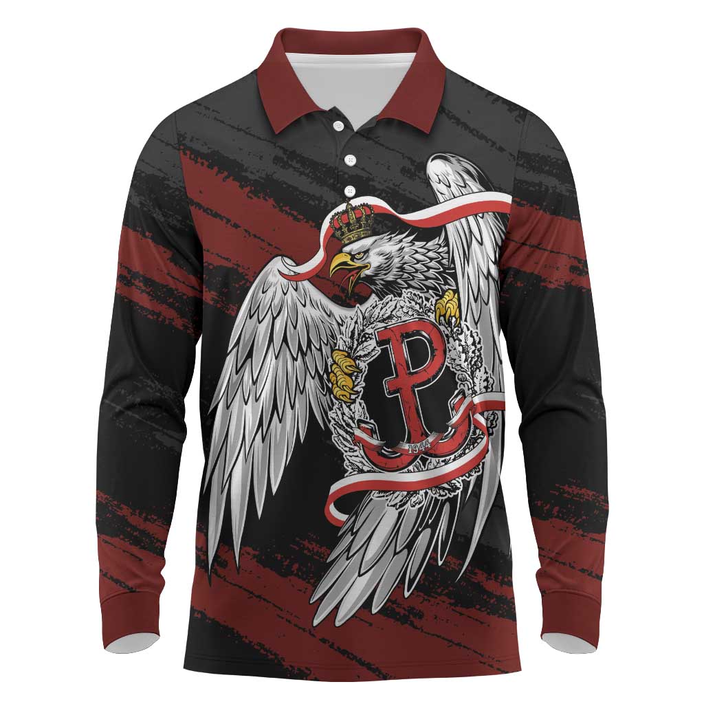Polska Walczaca Crowned Eagle Long Sleeve Polo Shirt Fighting Poland
