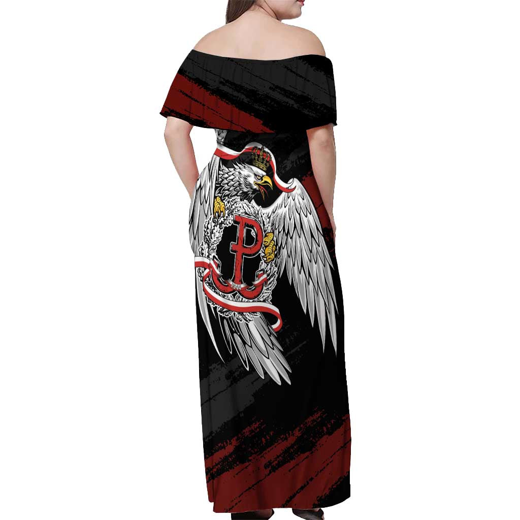 Polska Walczaca Crowned Eagle Off Shoulder Maxi Dress Fighting Poland