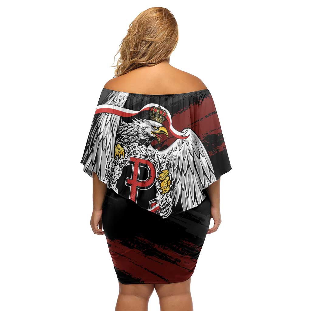 Polska Walczaca Crowned Eagle Off Shoulder Short Dress Fighting Poland