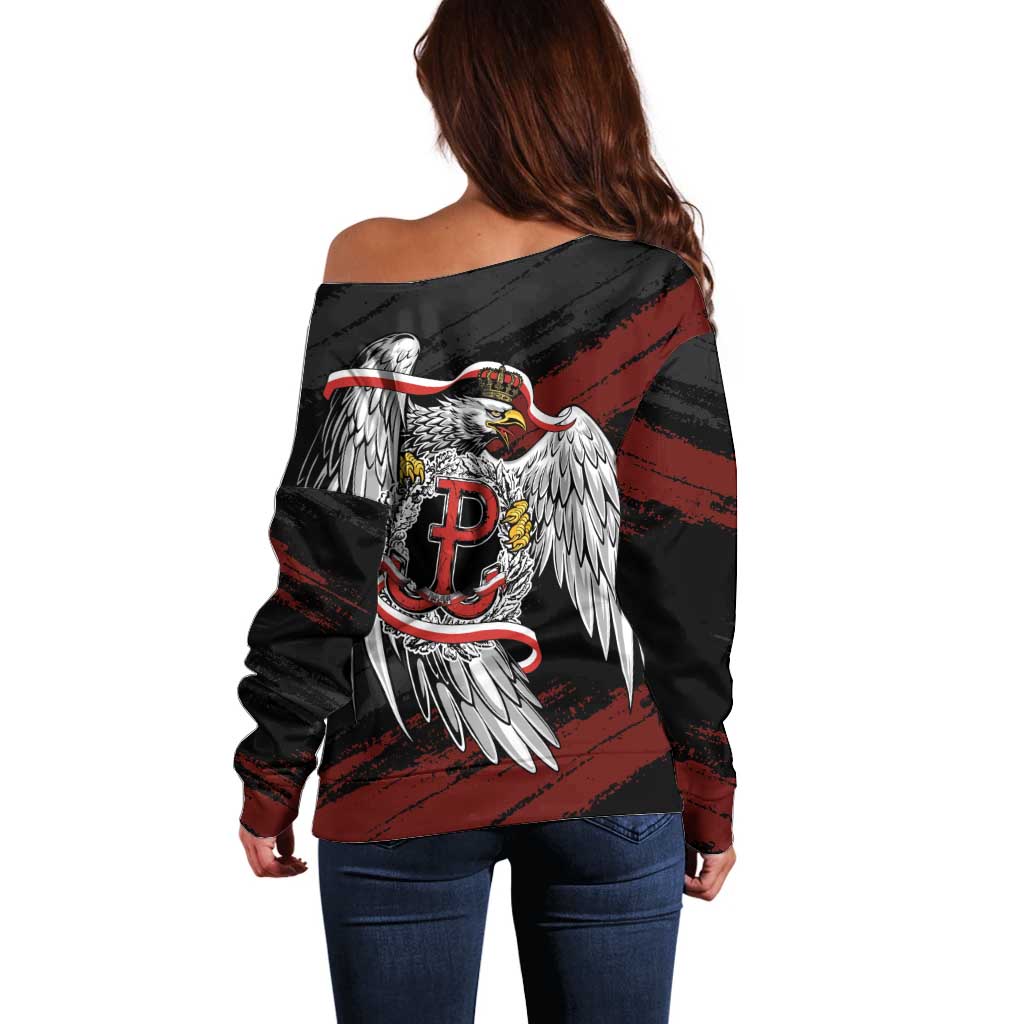 Polska Walczaca Crowned Eagle Off Shoulder Sweater Fighting Poland