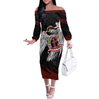 Polska Walczaca Crowned Eagle Off The Shoulder Long Sleeve Dress Fighting Poland