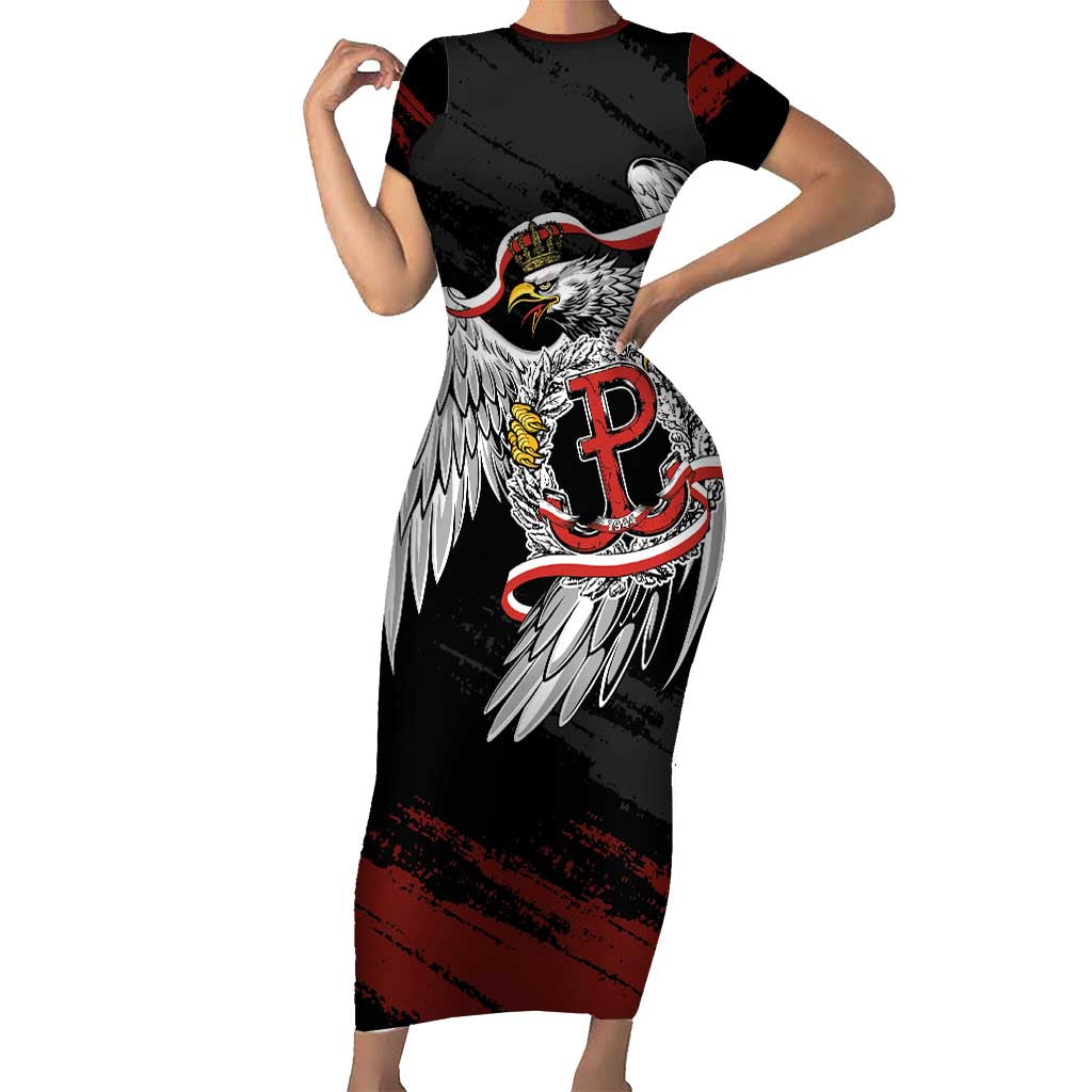 Polska Walczaca Crowned Eagle Short Sleeve Bodycon Dress Fighting Poland