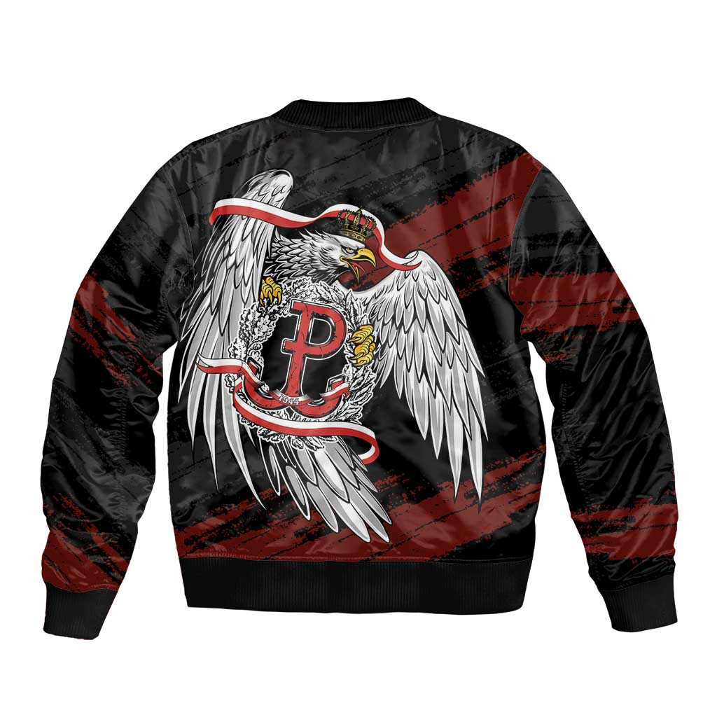Polska Walczaca Crowned Eagle Sleeve Zip Bomber Jacket Fighting Poland