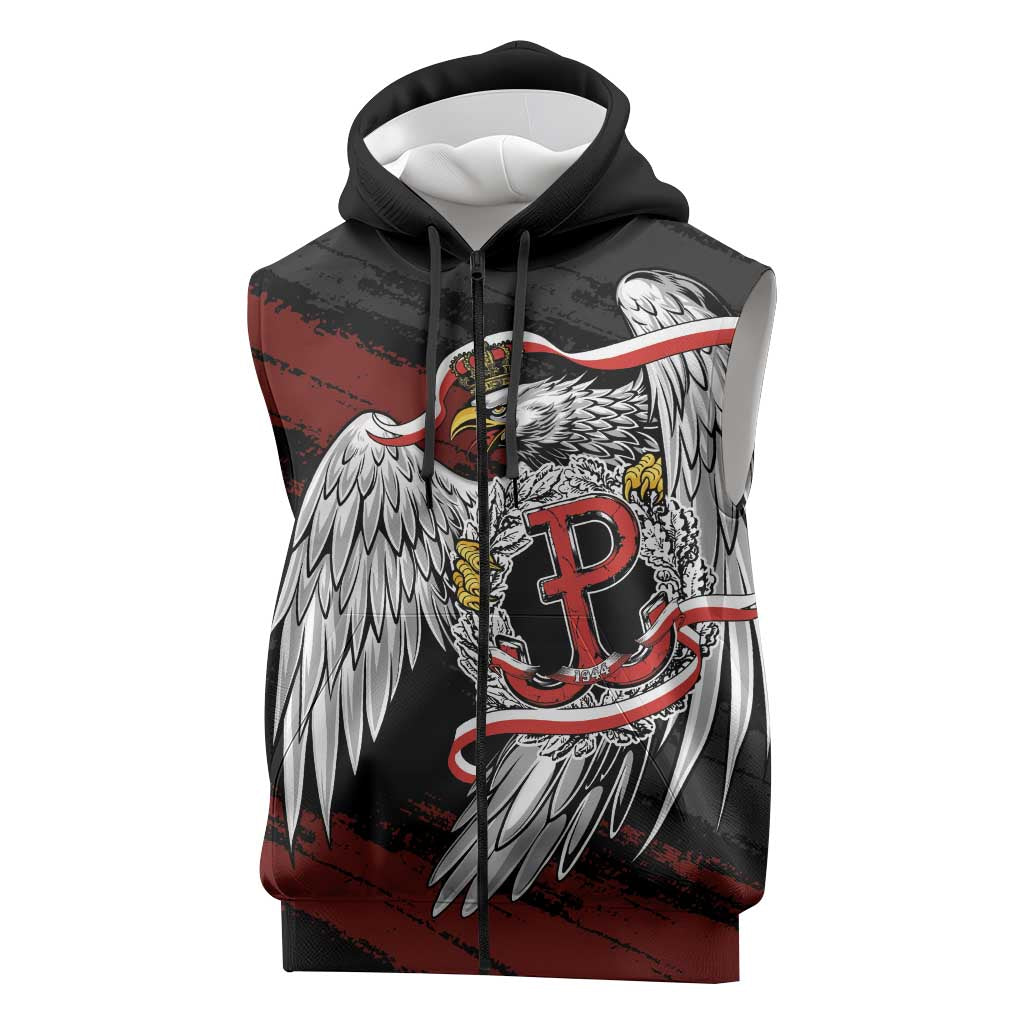 Polska Walczaca Crowned Eagle Sleeveless Zip Hoodie Fighting Poland