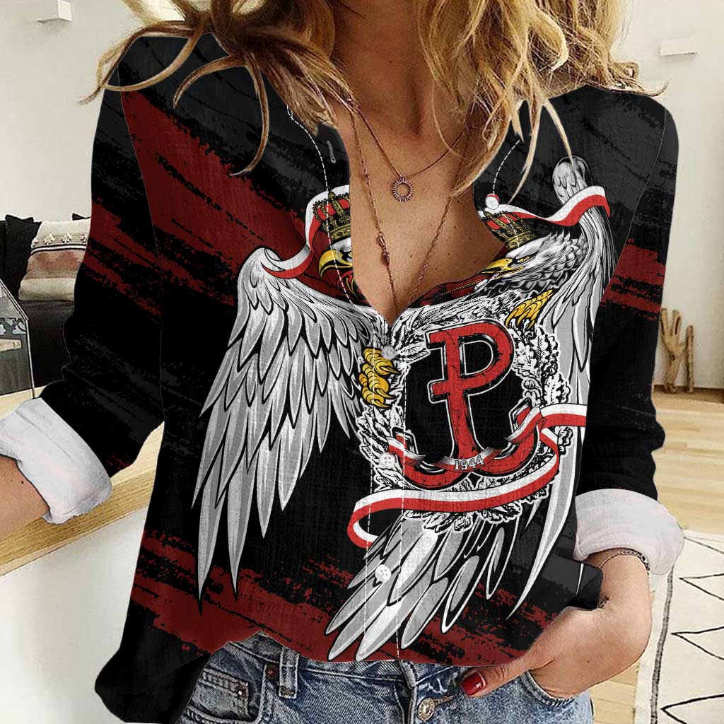 Polska Walczaca Crowned Eagle Women Casual Shirt Fighting Poland